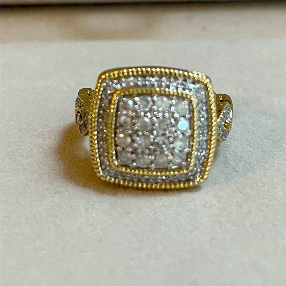 14k yellow gld over SS genuine diamond ring